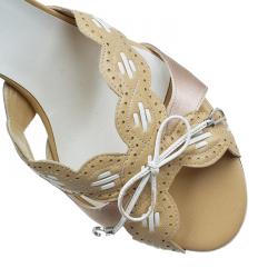 Pre Owned Dior Beige Satin and Leather Bow Mules Size 39.5