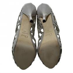 Dior Miss Dior Grey Patent Cutout Caged Sandals Size 38.5