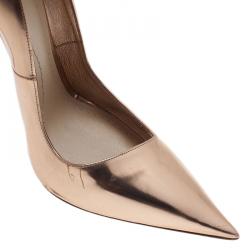 Pre Owned Dior Gold Mirror Leather Pointed Toe Pumps Size 41