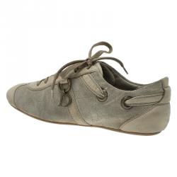 Pre Owned حذاء رياضي ديور جلد بيج وسويدي كاناج برباط مقاس 39