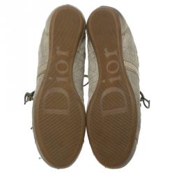 Pre Owned حذاء رياضي ديور جلد بيج وسويدي كاناج برباط مقاس 39