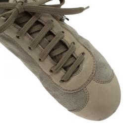 Pre Owned حذاء رياضي ديور جلد بيج وسويدي كاناج برباط مقاس 39