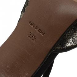 Dior Black Lace and Satin Pointed Slingback Sandals Size 37.5