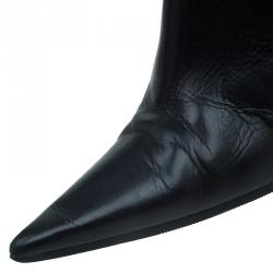 Pre Owned Dior Black Leather "I Love" Knee Boots Size 37