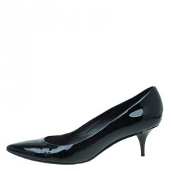 مملوكة مسبقًا Dior Black Patent Kitten Heel Cherie Pumps Size 39.5