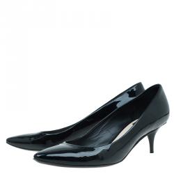 مملوكة مسبقًا Dior Black Patent Kitten Heel Cherie Pumps Size 39.5