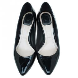 مملوكة مسبقًا Dior Black Patent Kitten Heel Cherie Pumps Size 39.5