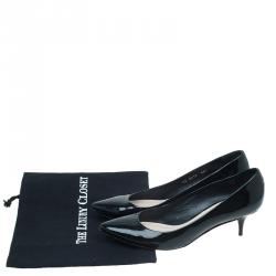 مملوكة مسبقًا Dior Black Patent Kitten Heel Cherie Pumps Size 39.5