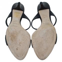 Pre Owned Dior Black Leather 'CD' Logo Sandals Size 37.5
