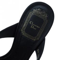 Pre Owned Dior Black Leather 'CD' Logo Sandals Size 37.5