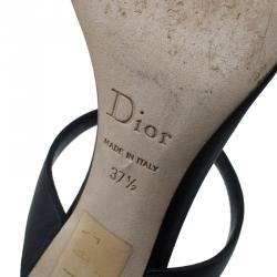 Pre Owned Dior Black Leather 'CD' Logo Sandals Size 37.5