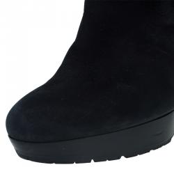 مملوكة مسبقًا Dior Black Nubuck and Fur Ankle Boots Size 38.5