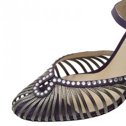 مملوكة مسبقًا صندل ديور بنفسجي كريستال مزخرف على شرائط ساتان مقاس 37