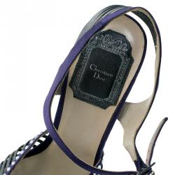 مملوكة مسبقًا صندل ديور بنفسجي كريستال مزخرف على شرائط ساتان مقاس 37