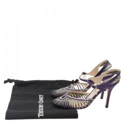 مملوكة مسبقًا صندل ديور بنفسجي كريستال مزخرف على شرائط ساتان مقاس 37