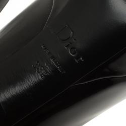 Pre Owned حذاء كعب عالي ديور نعل سميك ومقدمة مفتوحة جلد لامع أسود مقاس 38.5