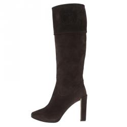 مملوكة مسبقًا Dior Brown Suede Knee Boots Size 40.5