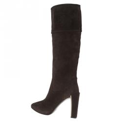 مملوكة مسبقًا Dior Brown Suede Knee Boots Size 40.5