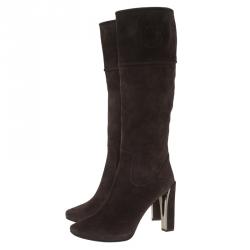 مملوكة مسبقًا Dior Brown Suede Knee Boots Size 40.5