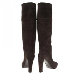 مملوكة مسبقًا Dior Brown Suede Knee Boots Size 40.5