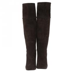 مملوكة مسبقًا Dior Brown Suede Knee Boots Size 40.5