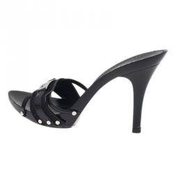 Pre Owned Dior Black Patent Slides Size 40