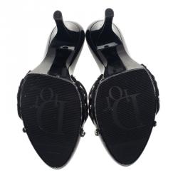 Pre Owned Dior Black Patent Slides Size 40
