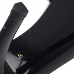 Pre Owned Dior Black Patent Slides Size 40