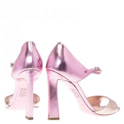 مملوكة مسبقًا Dior Two Tone Metallic Leather Mary Jane Sandals Size 38