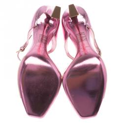 مملوكة مسبقًا Dior Two Tone Metallic Leather Mary Jane Sandals Size 38