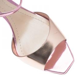 مملوكة مسبقًا Dior Two Tone Metallic Leather Mary Jane Sandals Size 38