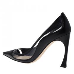 مملوكة مسبقًا حذاء كعب عالى ديور كعب بلاستيك جلد أسود مقاس 39.5