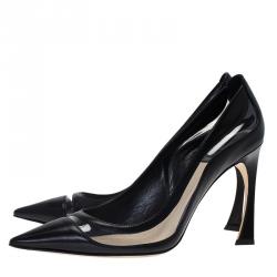 مملوكة مسبقًا حذاء كعب عالى ديور كعب بلاستيك جلد أسود مقاس 39.5