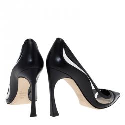 مملوكة مسبقًا حذاء كعب عالى ديور كعب بلاستيك جلد أسود مقاس 39.5