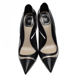 مملوكة مسبقًا حذاء كعب عالى ديور كعب بلاستيك جلد أسود مقاس 39.5