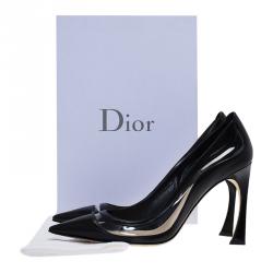 مملوكة مسبقًا حذاء كعب عالى ديور كعب بلاستيك جلد أسود مقاس 39.5