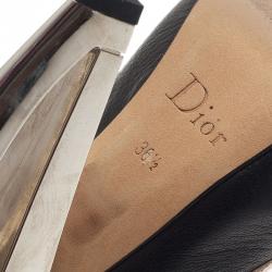 Pre Owned Dior Black and White Leather Mary Jane Pumps Size 36.5