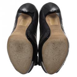 Pre Owned حذاء كعب عالي ديور جلد أسود كاناج بفيونكة ومقدمة مفتوحة نعل سميك مقاس 37