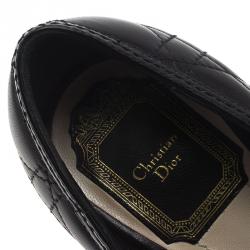 Pre Owned حذاء كعب عالي ديور جلد أسود كاناج بفيونكة ومقدمة مفتوحة نعل سميك مقاس 37