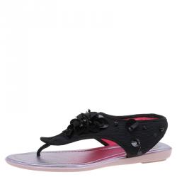 مملوكة مسبقًا Dior Black Embellished Mesh Sunset Sandals Size 38