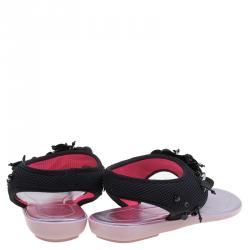 مملوكة مسبقًا Dior Black Embellished Mesh Sunset Sandals Size 38