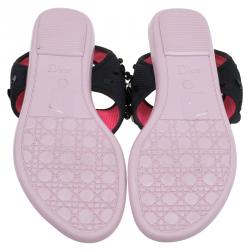 مملوكة مسبقًا Dior Black Embellished Mesh Sunset Sandals Size 38