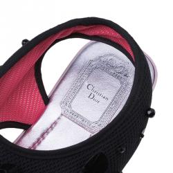 مملوكة مسبقًا Dior Black Embellished Mesh Sunset Sandals Size 38