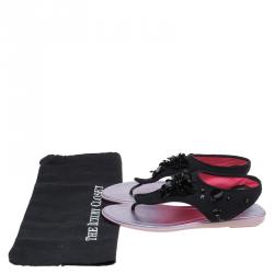 مملوكة مسبقًا Dior Black Embellished Mesh Sunset Sandals Size 38