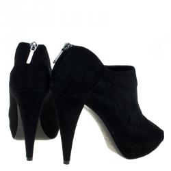 مملوكة مسبقًا بوت للكاحل ديور إيكليبس سويدي أسود مفرغ مقدمة مفتوحة مقاس 38.5