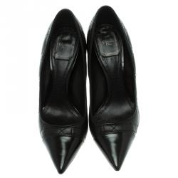 مملوكة مسبقًا حذاء كعب عالي ديور جلد كاناغ مبطن أسود مقدمة مدببة مقاس 37