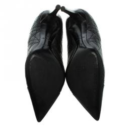 مملوكة مسبقًا حذاء كعب عالي ديور جلد كاناغ مبطن أسود مقدمة مدببة مقاس 37