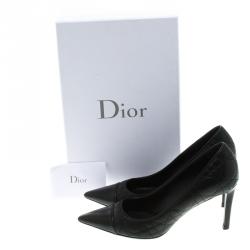 مملوكة مسبقًا حذاء كعب عالي ديور جلد كاناغ مبطن أسود مقدمة مدببة مقاس 37