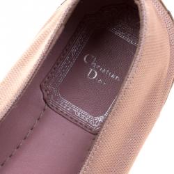 Pre Owned حذاء لوفرز إسبادريل ديور كانفاس وردي مزين بالورود مقاس 36.5