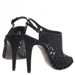 Dior Black Crystal Embellished Suede Cage Sandals Size 39 Dior | TLC